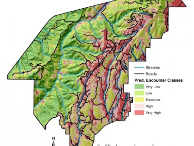 Wolf-cattle encounter risk map.